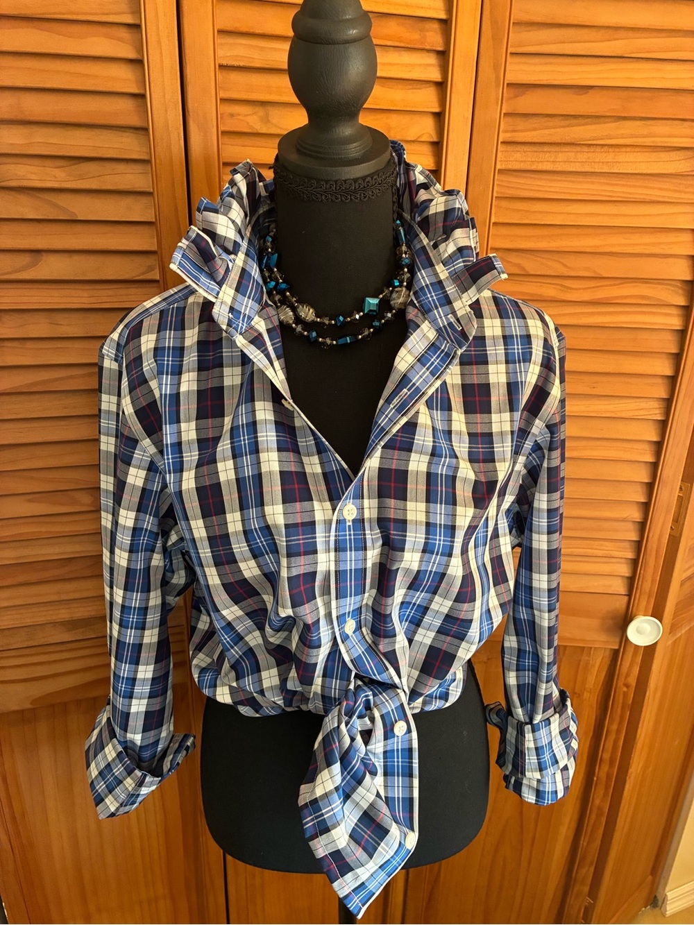 Banana Republic Blue and White Plaid Button-Down Shirt